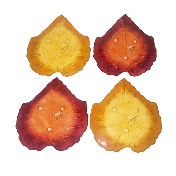 Laurie Gates Coronado Collection Plates Thanksgiving Leaf Platter Set 4 Holiday - Picture 2 of 11